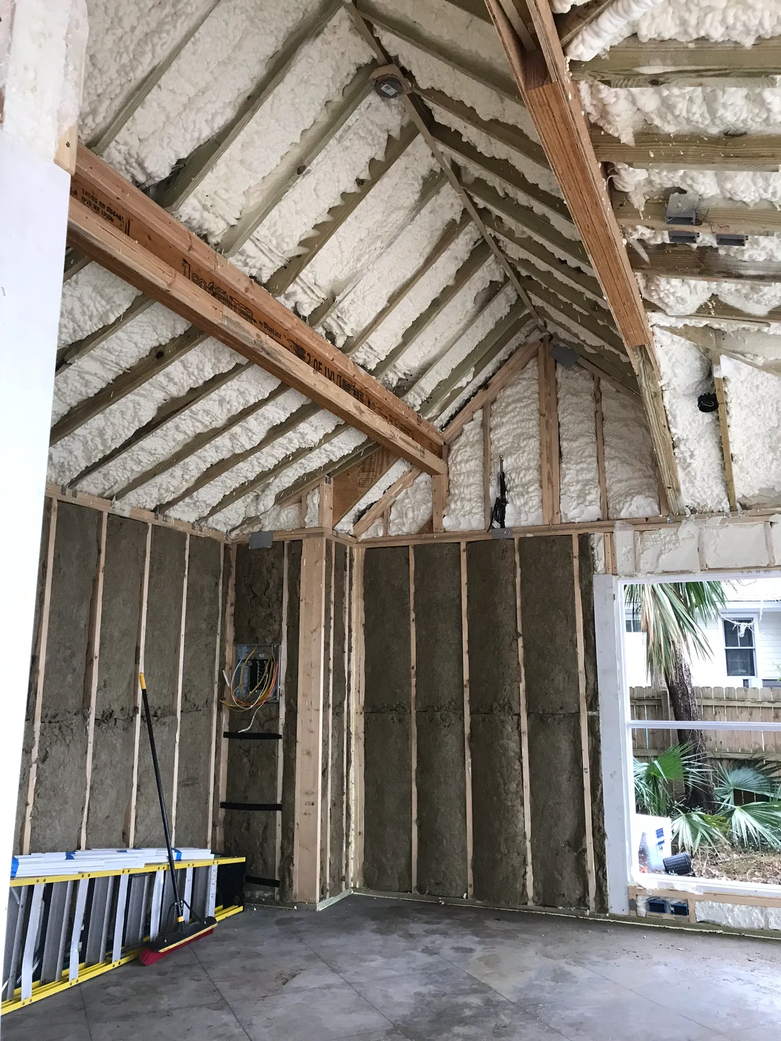 Spray foam insulation installation